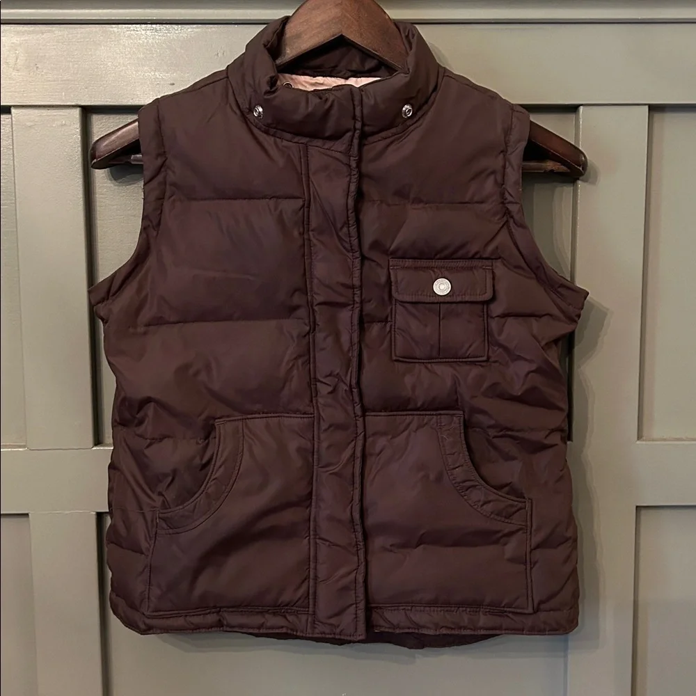 GAP Kids Convertible Down Puffer Jacket Coat Vest Full Zip Brown Size 8 Medium